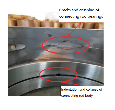 Faulty connecting rod and connecting rod bearing